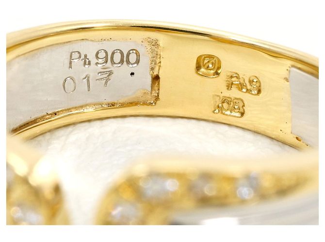 Autre Marque 18K Gold- und Platin-Diamantring Golden - Ansicht 5