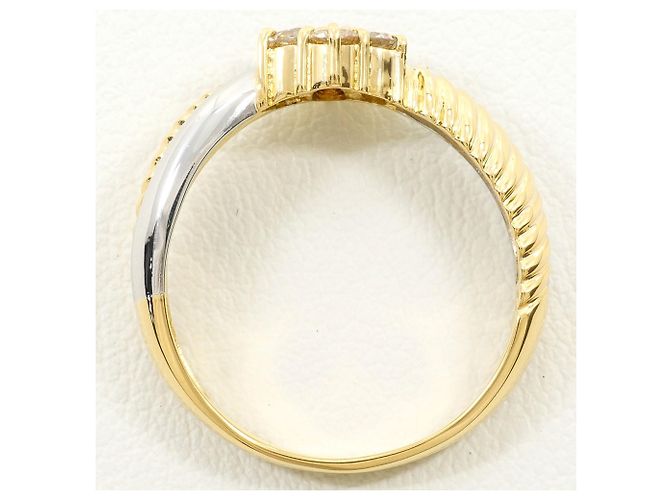 Autre Marque Platin- und Gelbgold-Diamantring Golden - Ansicht 3