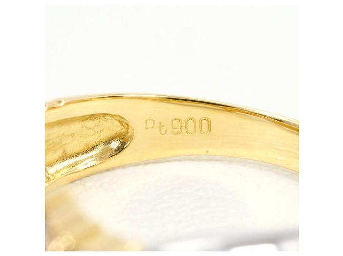 Autre Marque Platin- und Gelbgold-Diamantring Golden - Ansicht 5