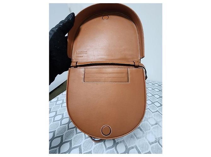 Loewe Small Heel Bag in Pelle di Vitello Marrone - vista 10