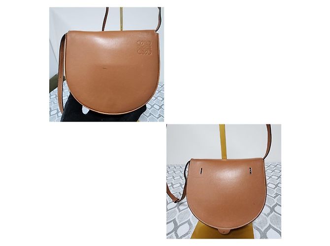 Loewe Small Heel Bag in Pelle di Vitello Marrone - vista 4