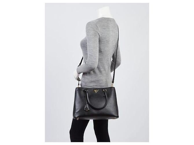 Prada Galleria Medium Saffiano Pelle Double Zip Tote - Nero - vista 13