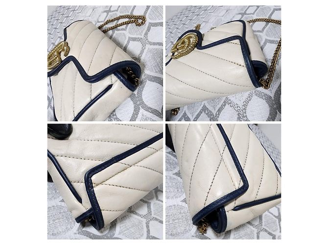 Gucci GG Marmont Super Mini Borsa a Tracolla Bianco D'oro - vista 11