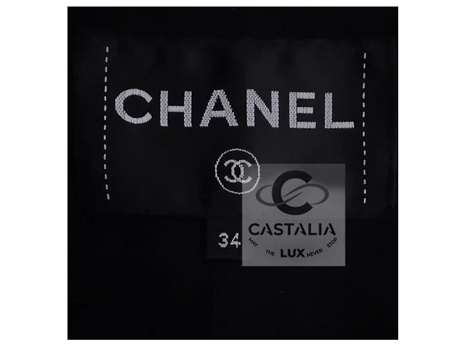 Chanel Abito in Tweed di Seta Blu Navy Grigio - vista 7