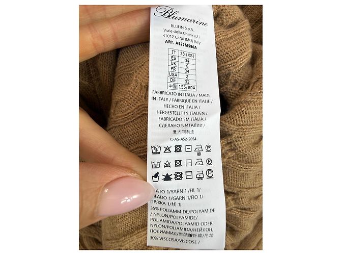 Blumarine Pull en maille torsadée vieilli Camel - vue 4
