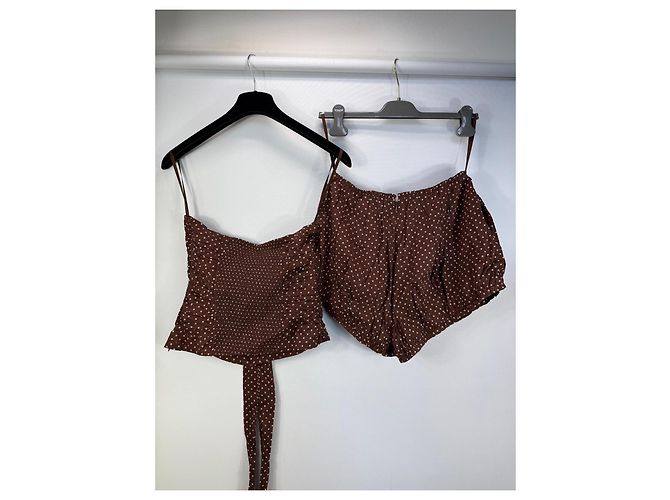 Autre Marque POSSE Conjunto Co-ord de lunares marrones en Tencel y algodón Castaño - vista 5