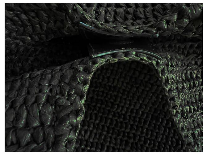 Anine Bing Borsa Hobo Leah Large in Rafia Nera Nero - vista 6