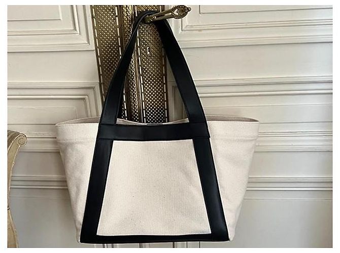 Anine Bing Borsa Cara Toile Naturale Nero Beige - vista 2