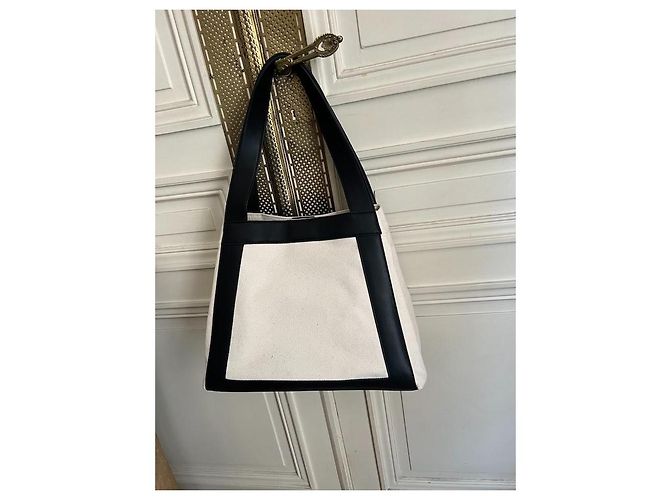 Anine Bing Borsa Cara Toile Naturale Nero Beige - vista 4