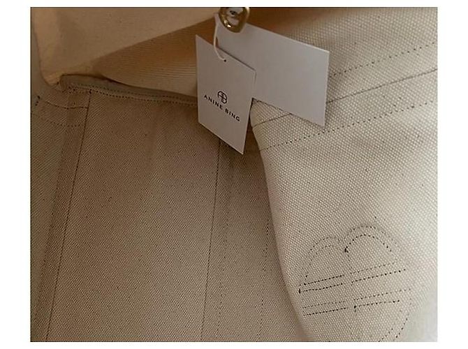 Anine Bing Borsa Cara Toile Naturale Nero Beige - vista 6