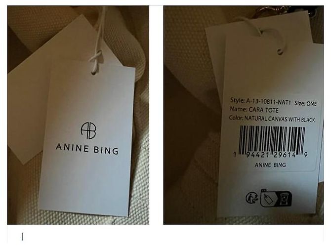 Anine Bing Borsa Cara Toile Naturale Nero Beige - vista 8