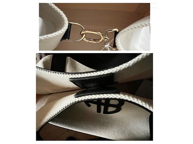 Anine Bing Borsa Cara Toile Naturale Nero Beige - vista 9