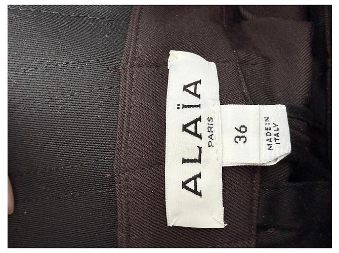 Alaïa Calça de cintura alta com cinto de couro Marrom - vista 3