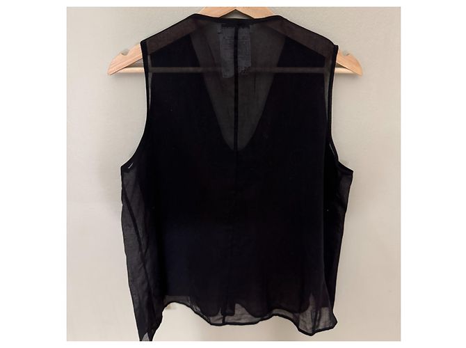 Top senza maniche nero trasparente con dettaglio fiocco Jil Sander - vista 2