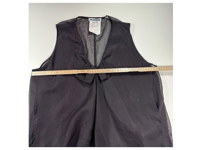 Top senza maniche nero trasparente con dettaglio fiocco Jil Sander - vista 3
