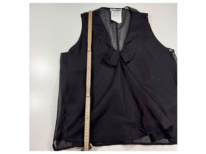 Top senza maniche nero trasparente con dettaglio fiocco Jil Sander - vista 4