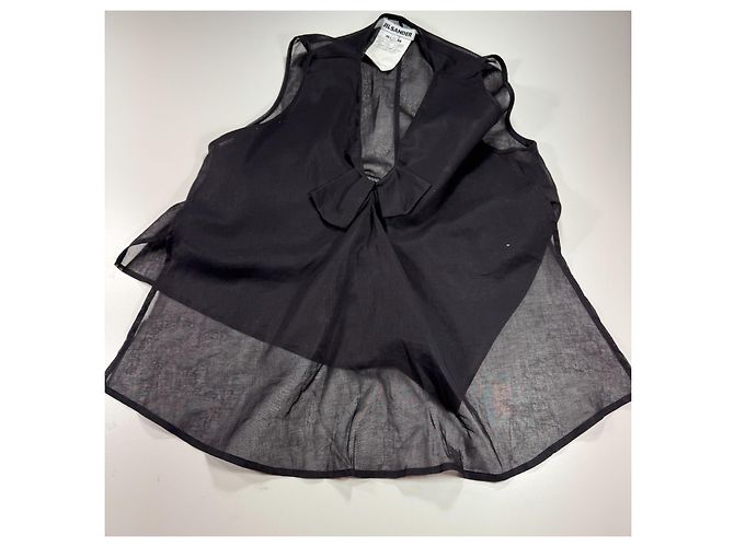 Top senza maniche nero trasparente con dettaglio fiocco Jil Sander - vista 5