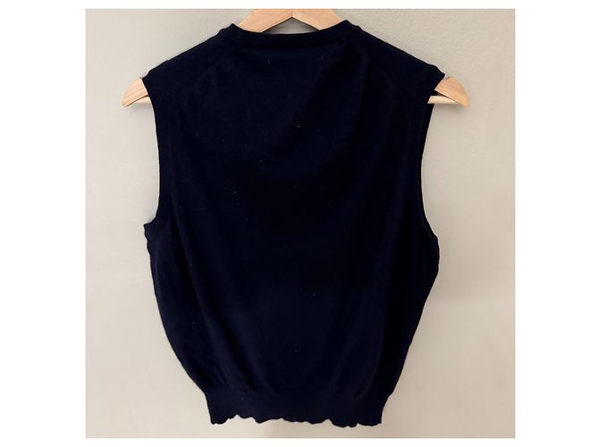 Ärmellose Strickweste mit V-Ausschnitt in Navy Blau Brunello Cucinelli Dunkelblau - Ansicht 2