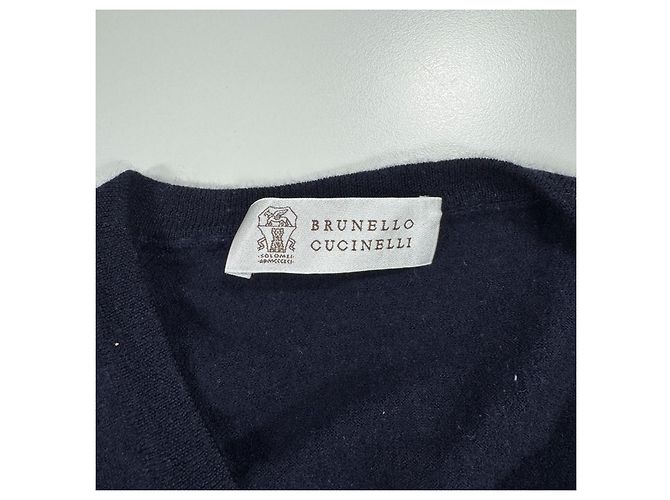 Ärmellose Strickweste mit V-Ausschnitt in Navy Blau Brunello Cucinelli Dunkelblau - Ansicht 3