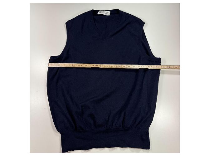 Ärmellose Strickweste mit V-Ausschnitt in Navy Blau Brunello Cucinelli Dunkelblau - Ansicht 4