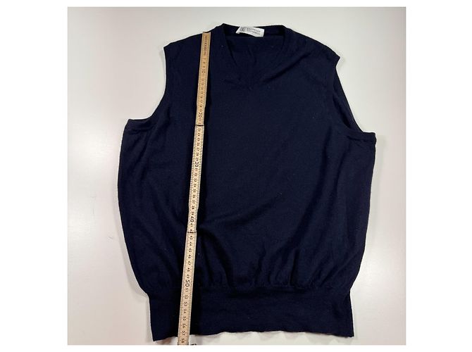 Ärmellose Strickweste mit V-Ausschnitt in Navy Blau Brunello Cucinelli Dunkelblau - Ansicht 5