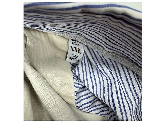 Camicia in cotone a righe Brunello Cucinelli Bianco Blu - vista 4