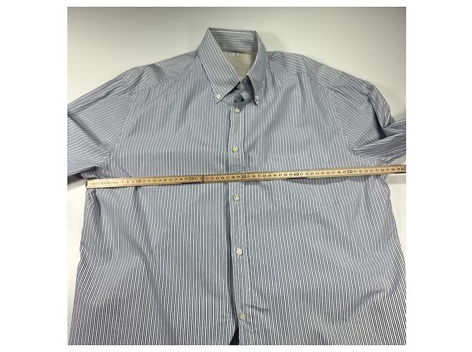 Camicia in cotone a righe Brunello Cucinelli Bianco Blu - vista 5