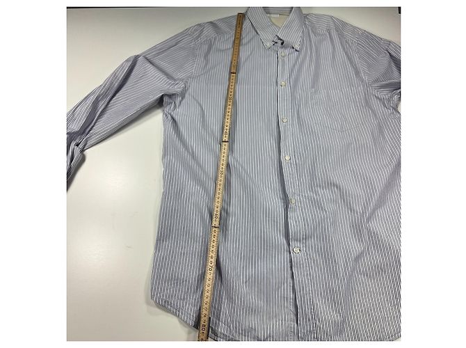 Camicia in cotone a righe Brunello Cucinelli Bianco Blu - vista 6