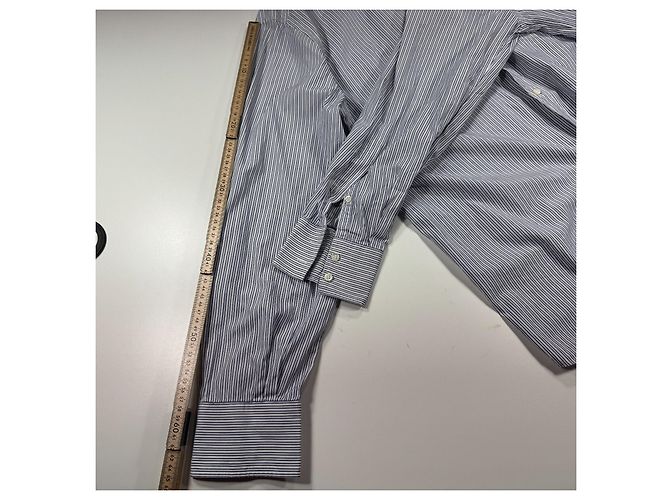 Camicia in cotone a righe Brunello Cucinelli Bianco Blu - vista 7