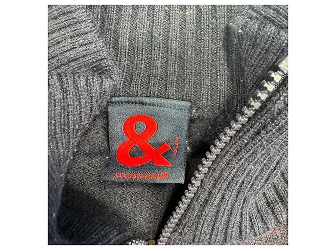 Dolce & Gabbana Cardigan mit Reißverschluss Navy Blau mit rotem Logo - Ansicht 4
