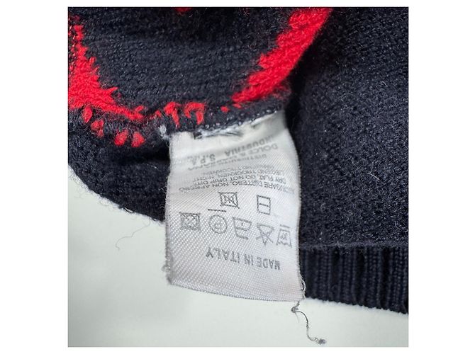 Dolce & Gabbana Cardigan mit Reißverschluss Navy Blau mit rotem Logo - Ansicht 5