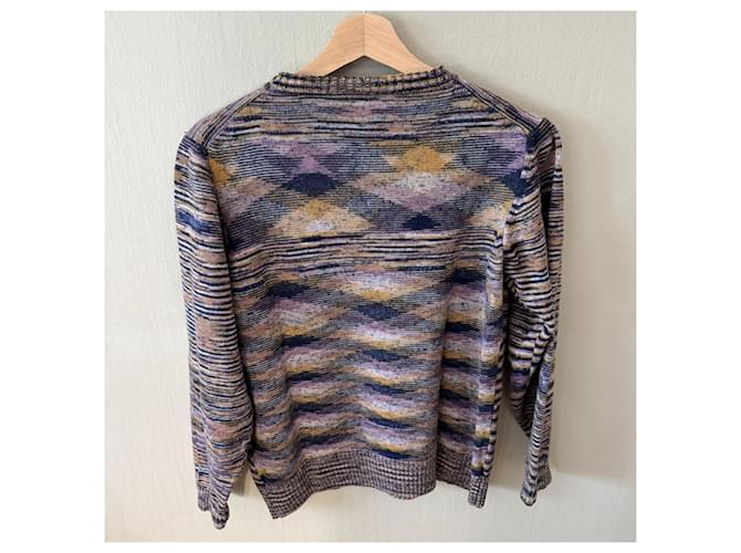 Missoni Strickpullover mit mehrfarbigen Streifen Blau Mehrfarben Beige Golden Lila - Ansicht 2