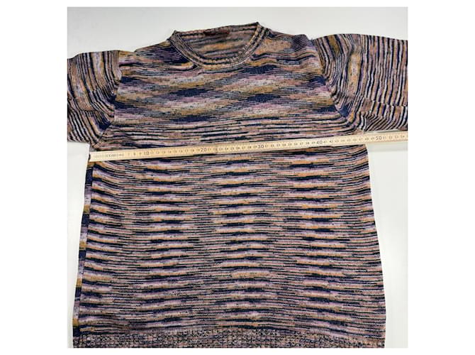 Missoni Strickpullover mit mehrfarbigen Streifen Blau Mehrfarben Beige Golden Lila - Ansicht 5