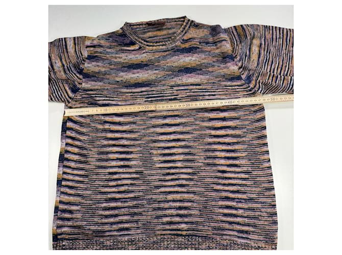 Missoni Strickpullover mit mehrfarbigen Streifen Blau Mehrfarben Beige Golden Lila - Ansicht 8