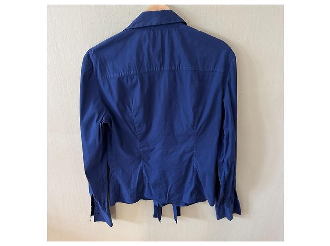 Camisa de algodón azul Prada con detalle de lazo - vista 2