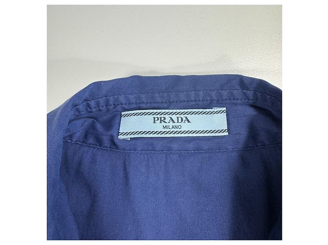 Camisa de algodón azul Prada con detalle de lazo - vista 3