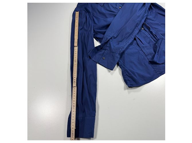 Camisa de algodón azul Prada con detalle de lazo - vista 8