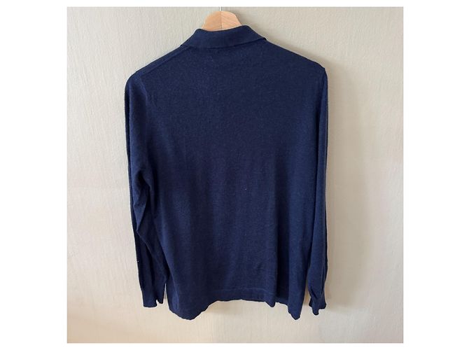Polo de manga larga en cachemira azul marino para hombre Brunello Cucinelli - vista 2