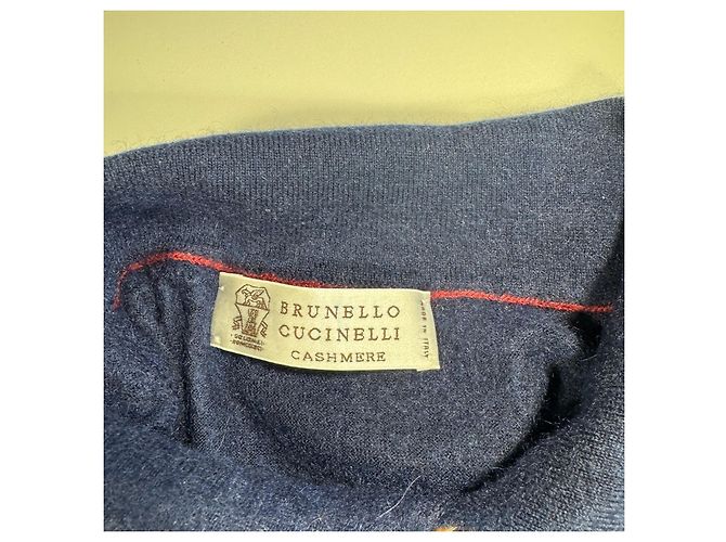 Polo de manga larga en cachemira azul marino para hombre Brunello Cucinelli - vista 4
