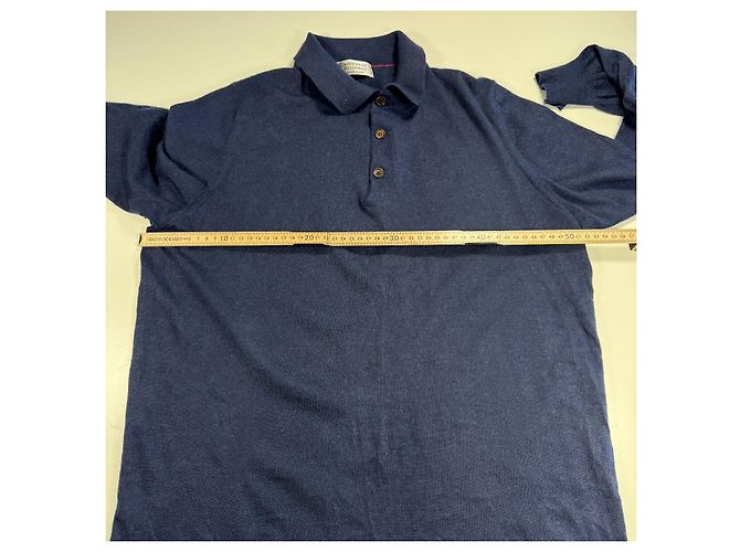 Polo de manga larga en cachemira azul marino para hombre Brunello Cucinelli - vista 5