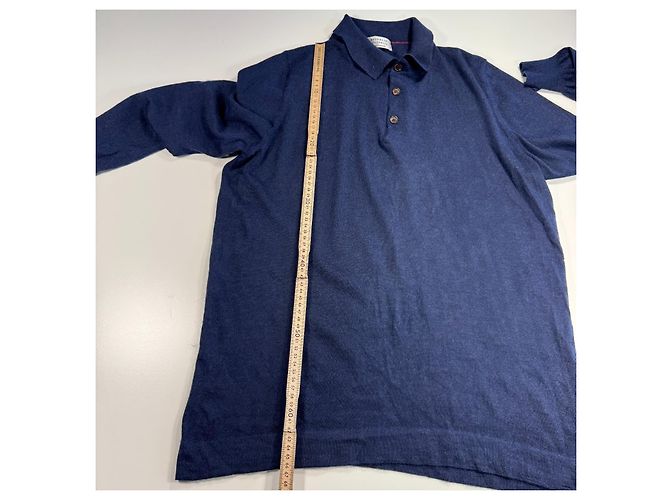 Polo de manga larga en cachemira azul marino para hombre Brunello Cucinelli - vista 6