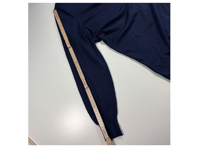 Polo de manga larga en cachemira azul marino para hombre Brunello Cucinelli - vista 7