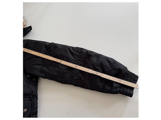 Double Giacca Puffer Prada con Cappuccio in Pelliccia Nero - vista 9