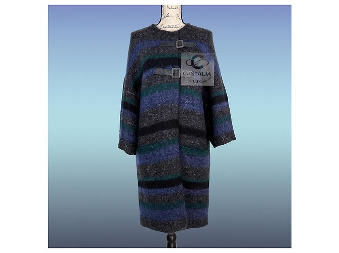 Chanel Abrigo Relaxed de Cachemira Métiers d'Art Azul marino - vista 3
