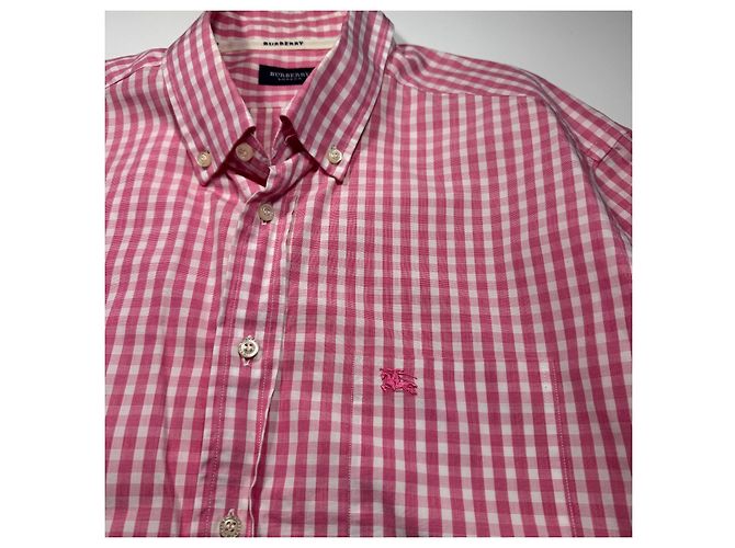Chemise à manches courtes boutonnée Burberry rose à motif vichy - vue 3