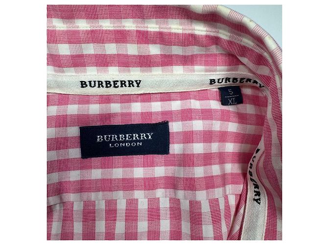 Chemise à manches courtes boutonnée Burberry rose à motif vichy - vue 4