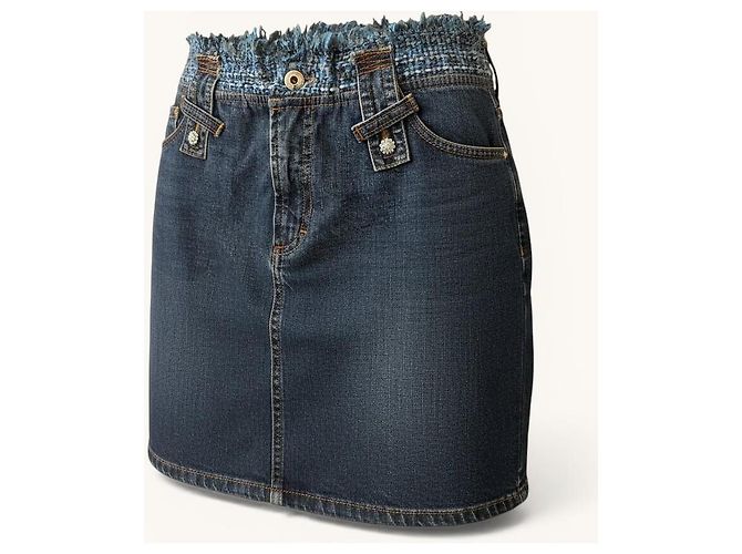 Falda vaquera Dolce & Gabbana con cintura de tweed Azul Azul oscuro - vista 2