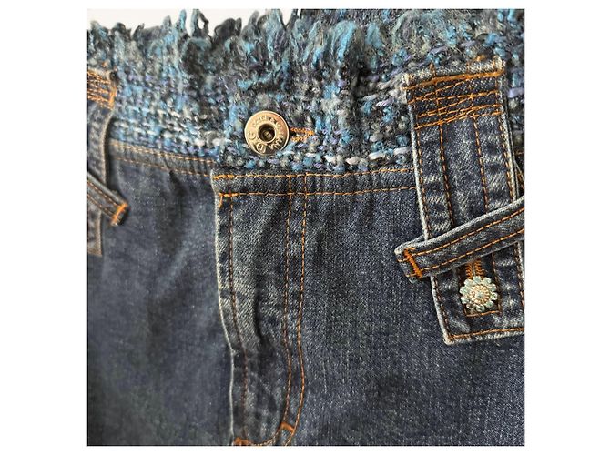 Falda vaquera Dolce & Gabbana con cintura de tweed Azul Azul oscuro - vista 3