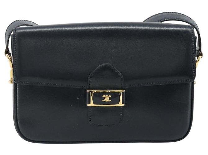Céline CELINE Schultertasche aus Leder Navy Gold Auth 185966A Golden Marineblau - Ansicht 13