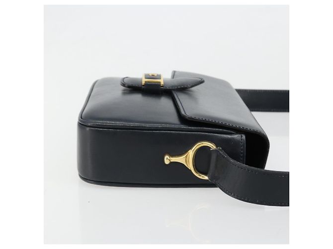 Céline CELINE Schultertasche aus Leder Navy Gold Auth 185966A Golden Marineblau - Ansicht 3